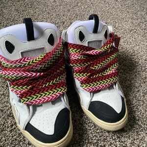 Lanvin Men's White Black Multicolor High-Top Sneakers